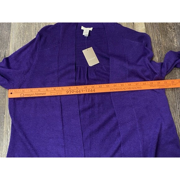 Chico’s Emma Cardigan Sweater Silk Blend Size 1 M African Amethyst Purple NWT - Picture 7 of 9